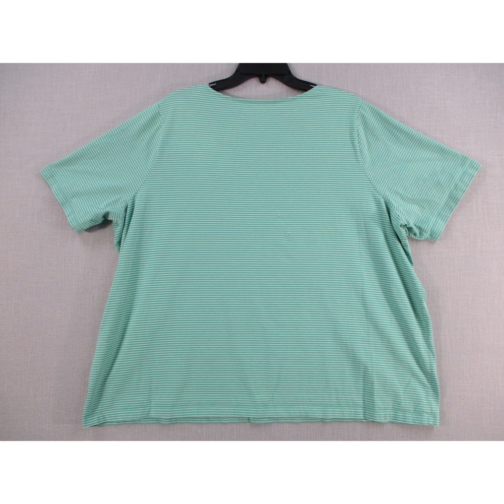 Lands‎ End Womens 3X Green White Striped Square Neck Cotton T-Shirt 67510163411 - Picture 7 of 10